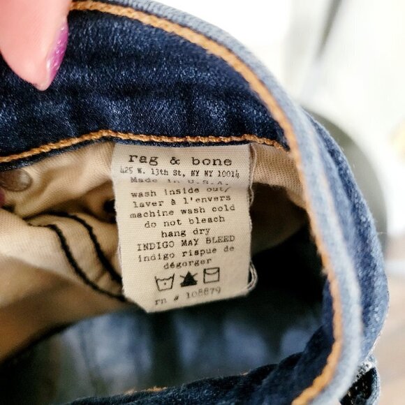 Rag & Bone Capri/Crop Skinny Blue Denim Jeans Women's Size 25 - Picture 11 of 11